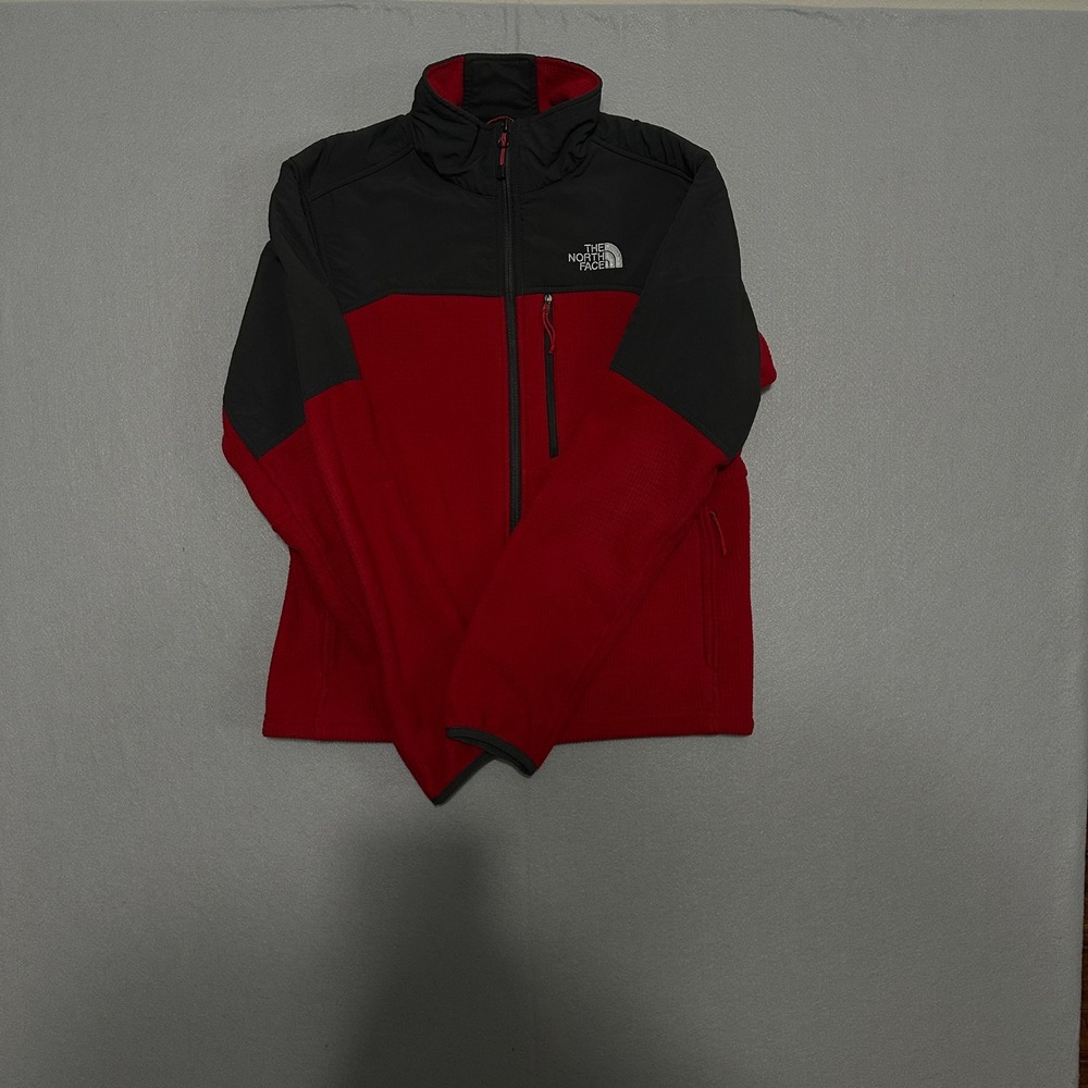 The North Face Mens Denali 2 Grid Fleece Jacket Y2K Red Black Colorblock Small